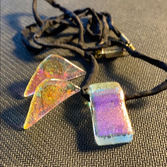 Unique one of a kind handmade glass jewelry set - Picture 2 of 2